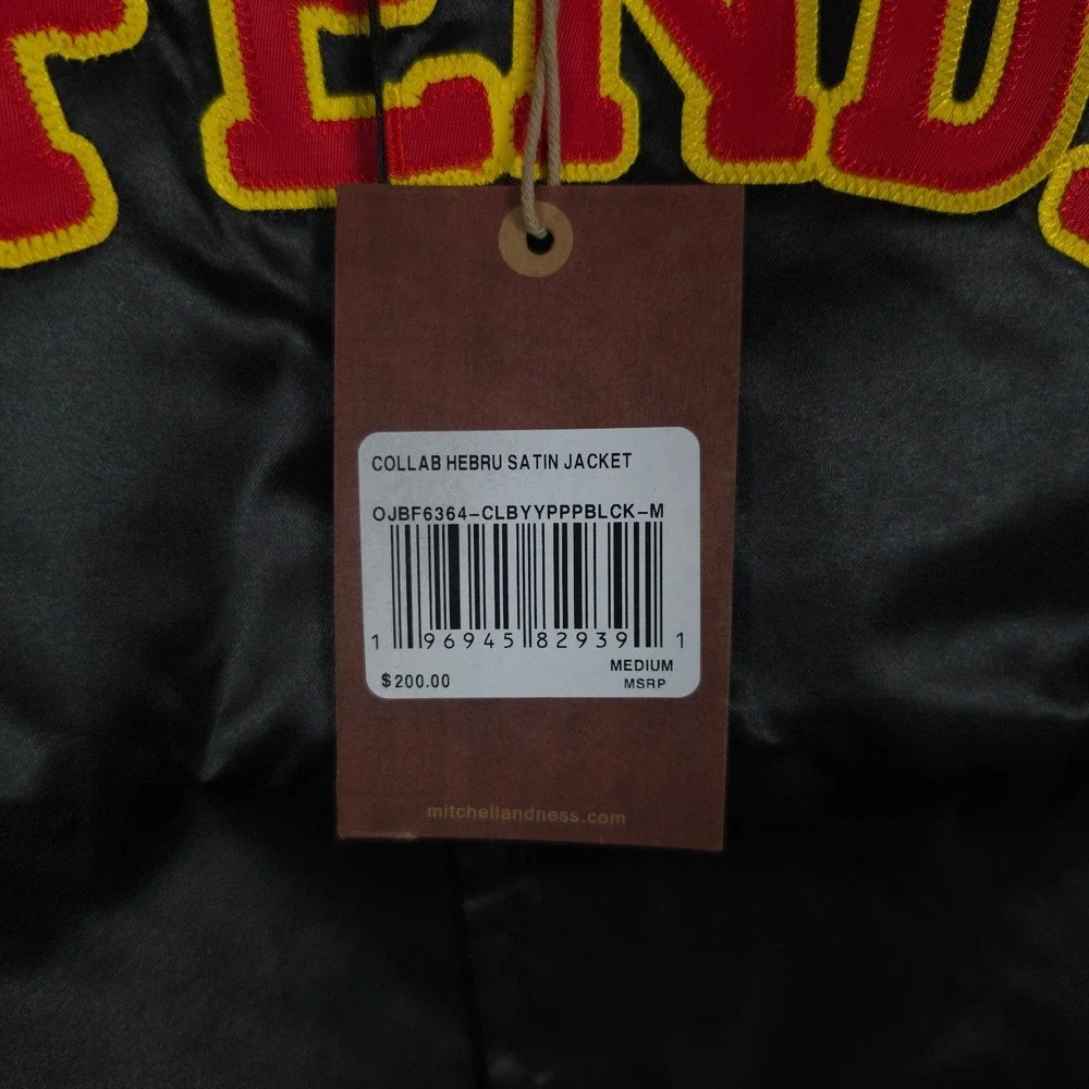 Hebru Brantley Mitchell & Ness Medium Varsity Jacket Cut‎ & Sew Art Black NWT